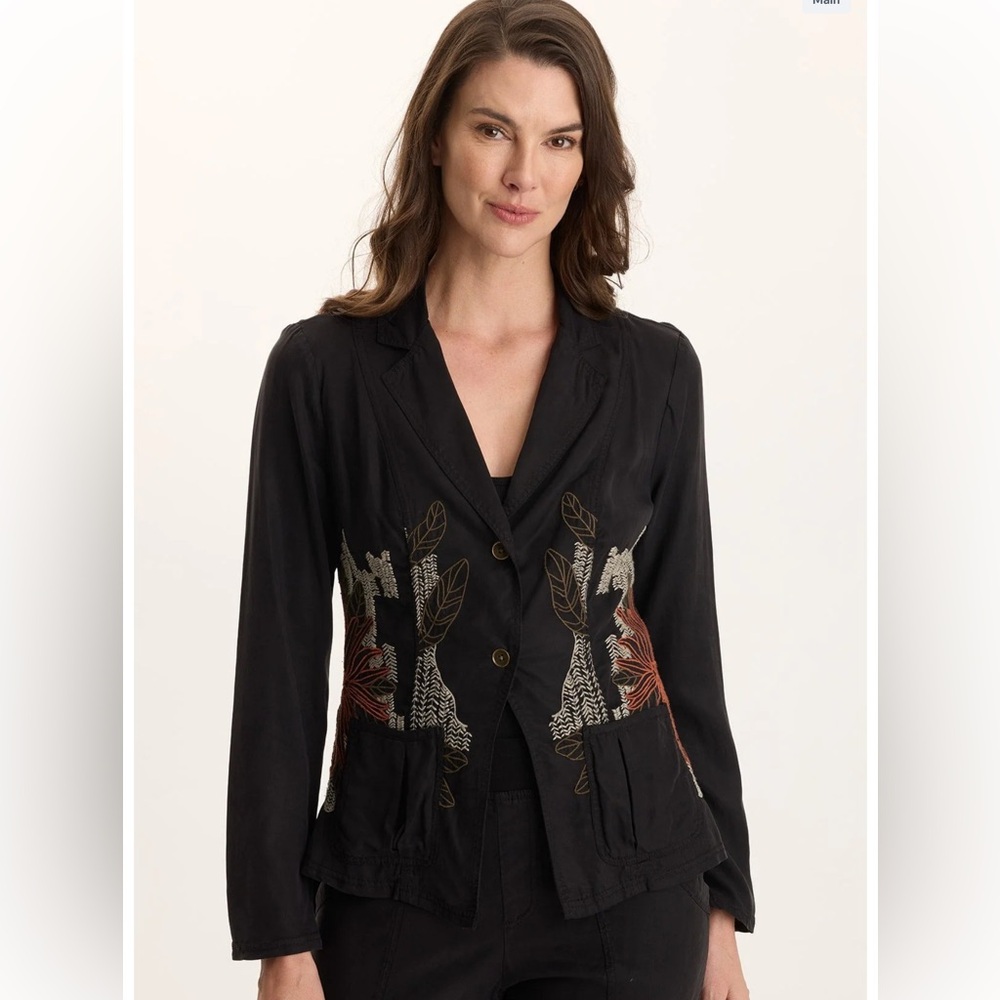 XCVI DANSKI EMBROIDERED SOFT TWILL BLAZER  In Black